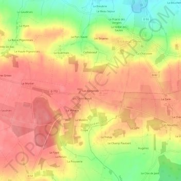 Carte topographique Les Épinettes, altitude, relief