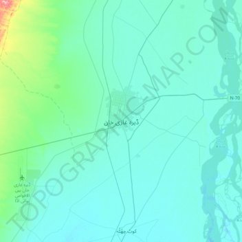 Carte topographique Dera Ghazi Khan, altitude, relief