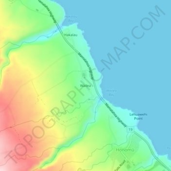 Carte topographique Wailea, altitude, relief