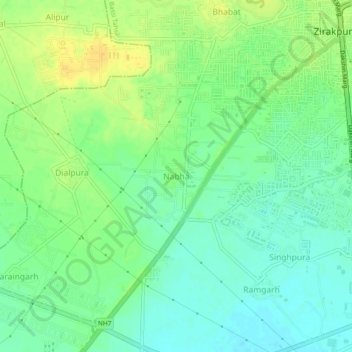 Carte topographique Nabha, altitude, relief