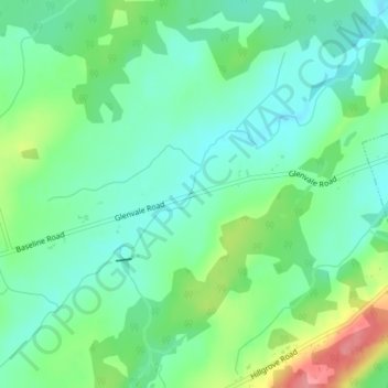 Carte topographique Glenvale, altitude, relief
