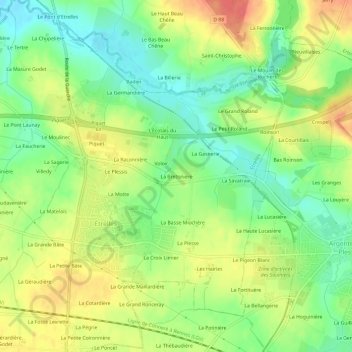 Carte topographique La Bretonière, altitude, relief