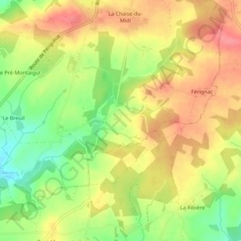 Carte topographique Archayaux, altitude, relief