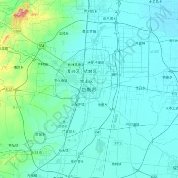 Carte topographique 邯郸市, altitude, relief