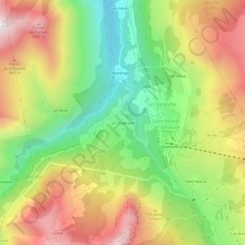 Carte topographique Le Chatelard, altitude, relief