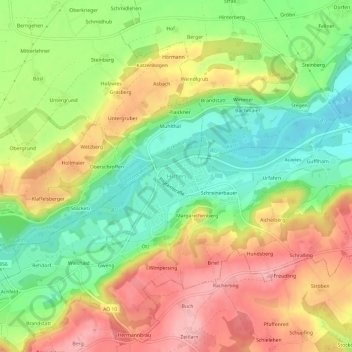 Carte topographique Hirten, altitude, relief