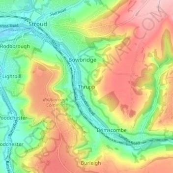 Carte topographique Thrupp, altitude, relief