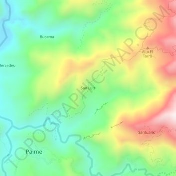 Carte topographique San Luis, altitude, relief