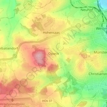 Carte topographique Osseck, altitude, relief