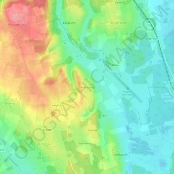 Carte topographique Antersberg, altitude, relief