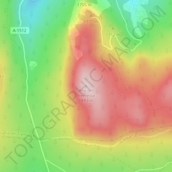 Carte topographique Alto del Tremedal, altitude, relief