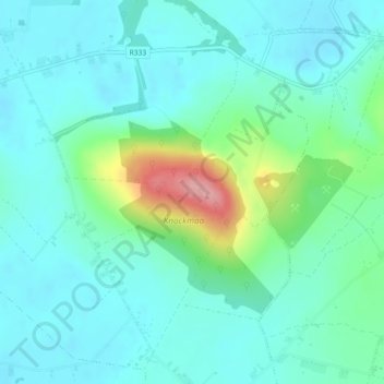 Carte topographique Knockma, altitude, relief
