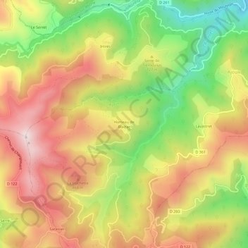 Carte topographique Blaizac, altitude, relief