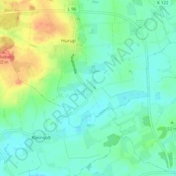 Carte topographique Kielsgaard, altitude, relief