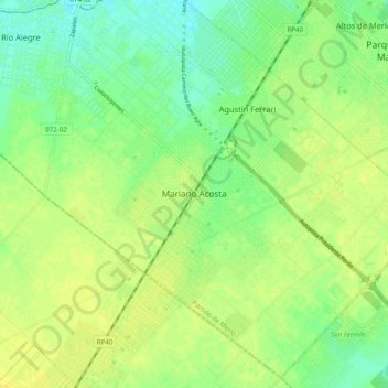 Carte topographique Mariano Acosta, altitude, relief