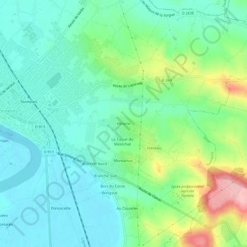 Carte topographique Villayne, altitude, relief
