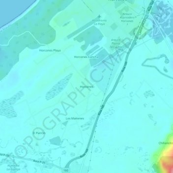 Carte topographique Horcones, altitude, relief