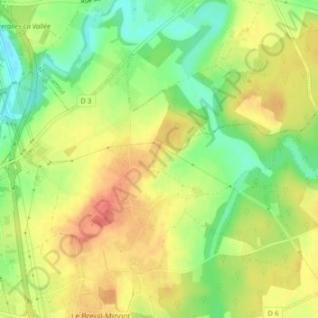 Carte topographique Mervant, altitude, relief
