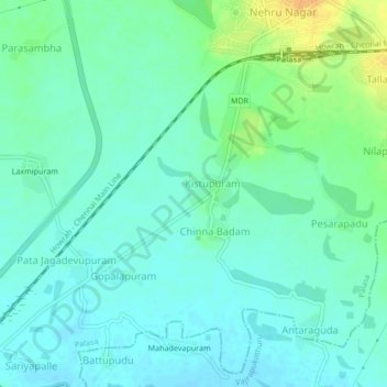 Carte topographique Rajapuram, altitude, relief