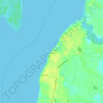 Carte topographique Arrowhead Beach, altitude, relief