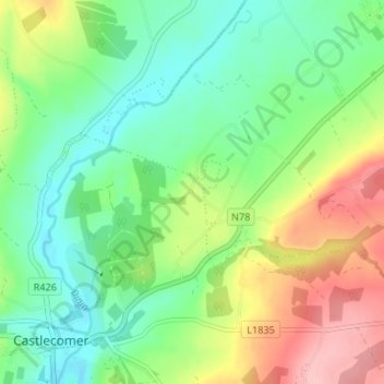 Carte topographique Finsboro, altitude, relief