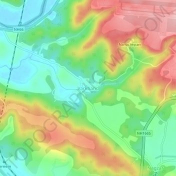 Carte topographique Varkhand, altitude, relief