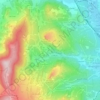 Carte topographique Les Nambrets, altitude, relief