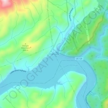 Carte topographique Chilhowee, altitude, relief