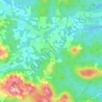 Carte topographique Nkolondom, altitude, relief