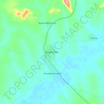 Carte topographique Koun-Fao, altitude, relief