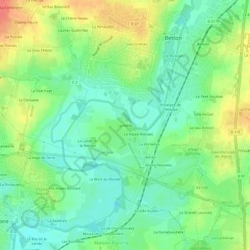 Carte topographique La Vallée, altitude, relief