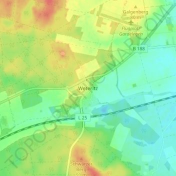 Carte topographique Weteritz, altitude, relief