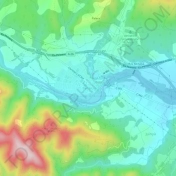 Carte topographique Besalú, altitude, relief
