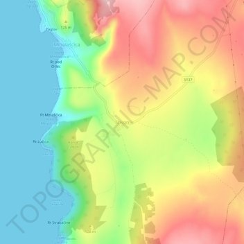 Carte topographique Stivan, altitude, relief