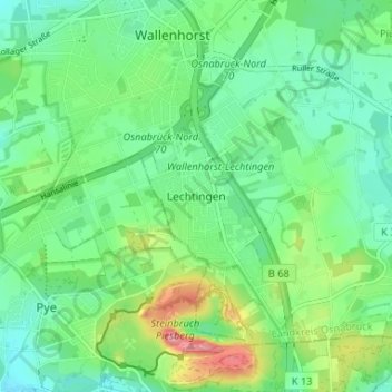 Carte topographique Lechtingen, altitude, relief