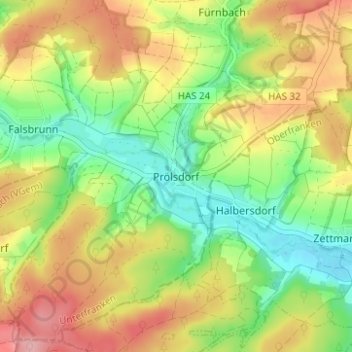 Carte topographique Prölsdorf, altitude, relief