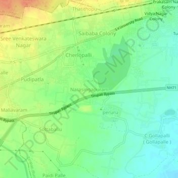 Carte topographique Narasingapuram, altitude, relief