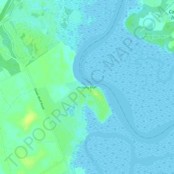 Carte topographique Hickory Bluff, altitude, relief