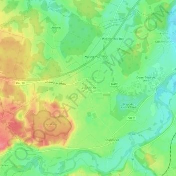 Carte topographique Geisenried, altitude, relief