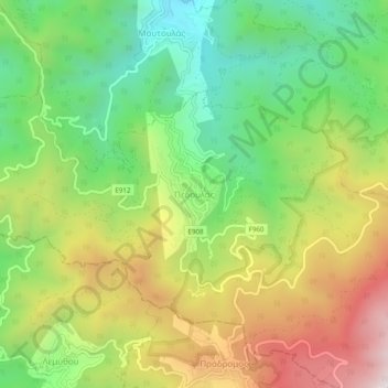 Carte topographique Pedoulas, altitude, relief