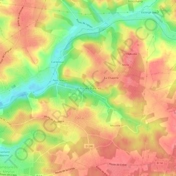 Carte topographique Les Roches Blanches, altitude, relief