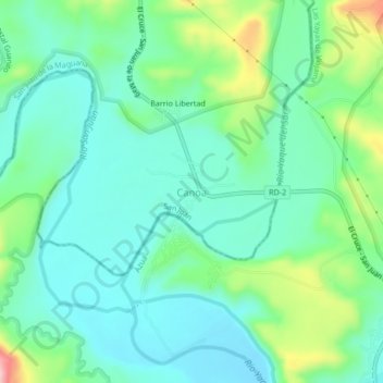 Carte topographique Canoa, altitude, relief