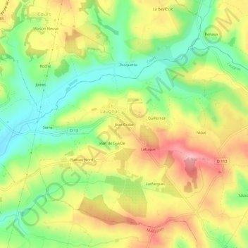 Carte topographique Jean Crabe, altitude, relief
