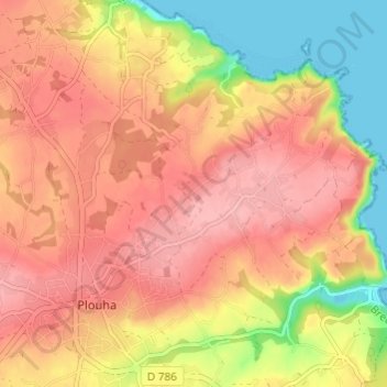 Carte topographique Goaz Bihan, altitude, relief