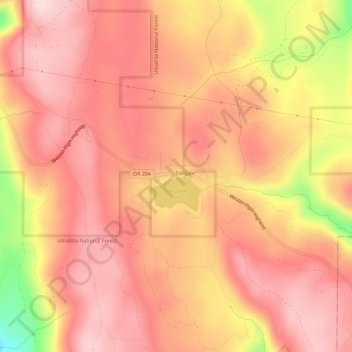 Carte topographique Tollgate, altitude, relief