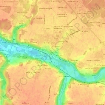 Carte topographique Le Bourg, altitude, relief