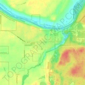 Carte topographique Danbury, altitude, relief