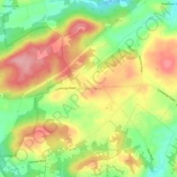 Carte topographique East Nantmeal, altitude, relief