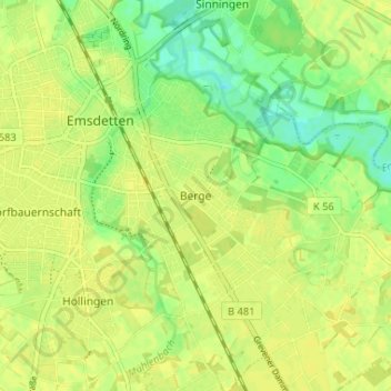 Carte topographique Berge, altitude, relief