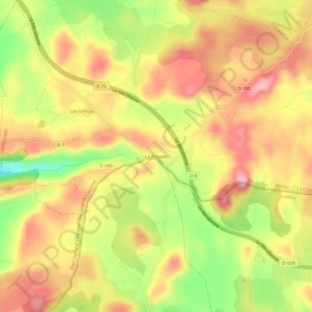 Carte topographique La Pezade, altitude, relief